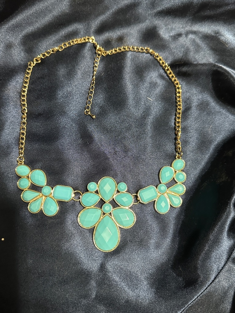 Gold-Trim Turquoise Statement Necklace - Women Jewelry